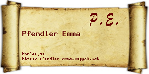Pfendler Emma névjegykártya